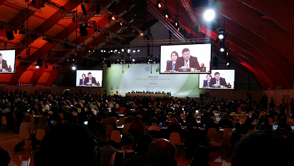 木材をふんだんに使用したCOP21プレナリー会場